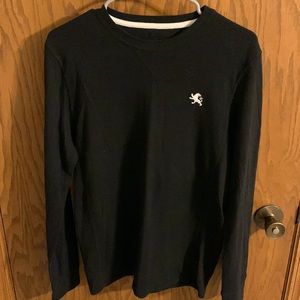 Express black mens medium waffle long sleeve shirt